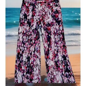 Bo&Nic Cartier Flare Leg Pant Hot Coral Sugar Crush Print LNC Women's Size L